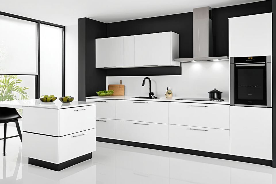 Cozinha modulada branca minimalista