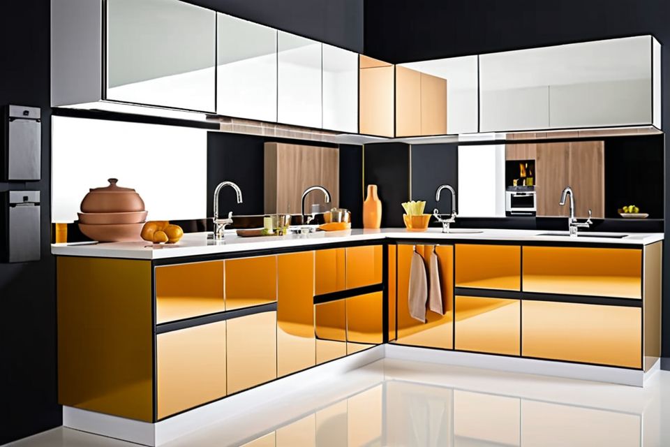 Cozinha modulada com espelhos integrados ao design