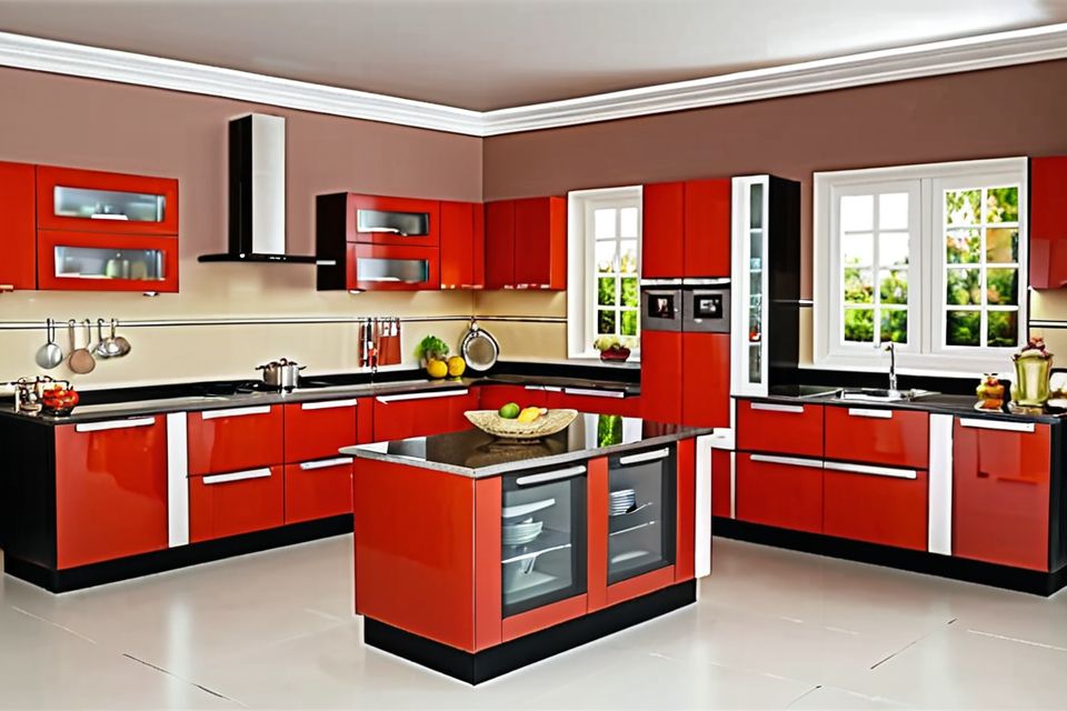 Cozinha modulada com ilha decorativa