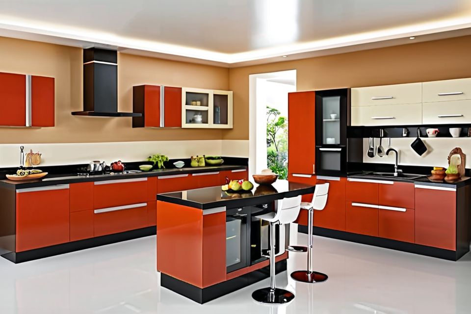 Cozinha modulada com ilha elegante