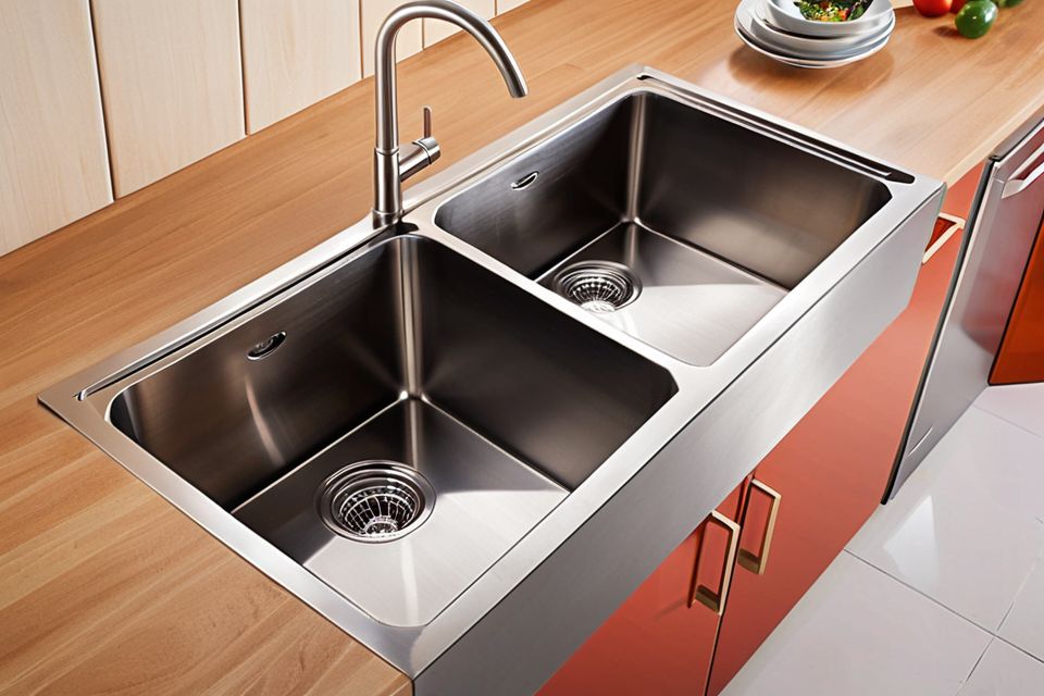 Cozinha modulada com pia de inox