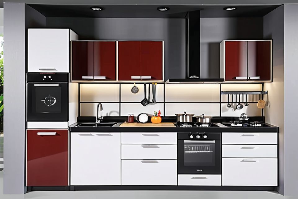 Cozinha modulada com pia e cooktop