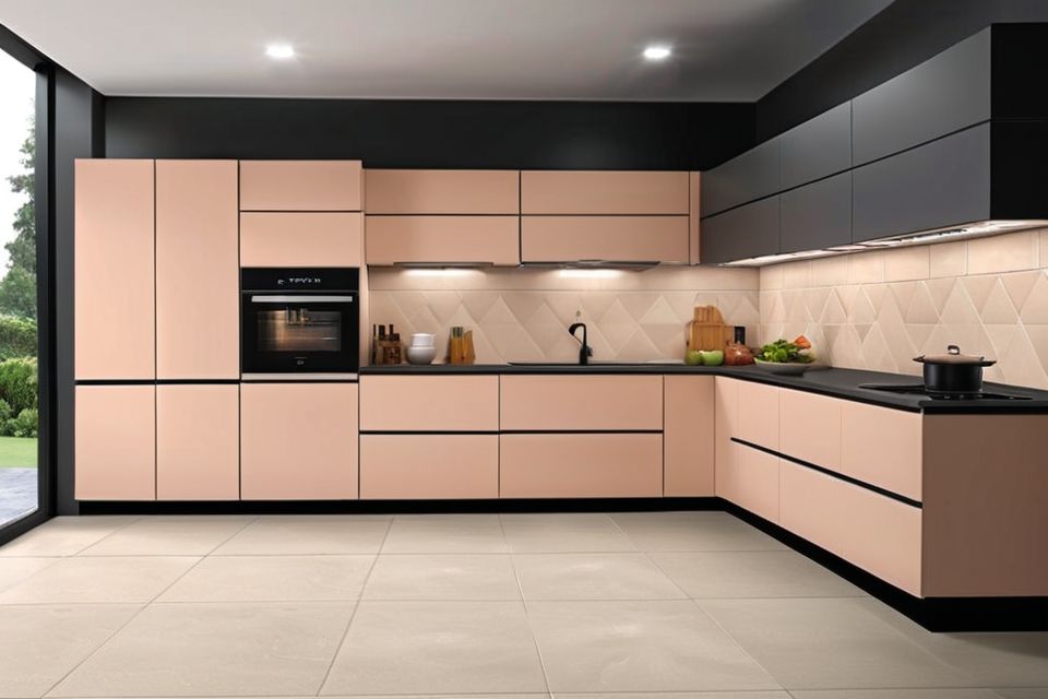 Cozinha modulada com porcelanato fosco