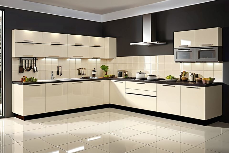 Cozinha modulada com porcelanato polido