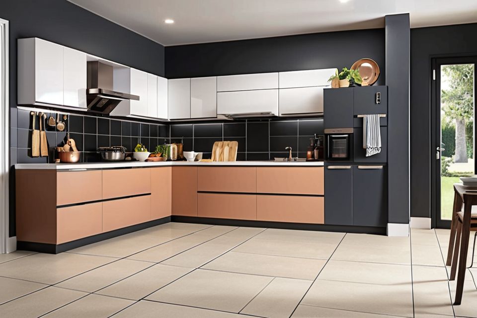 Cozinha modulada com porcelanato antiderrapante