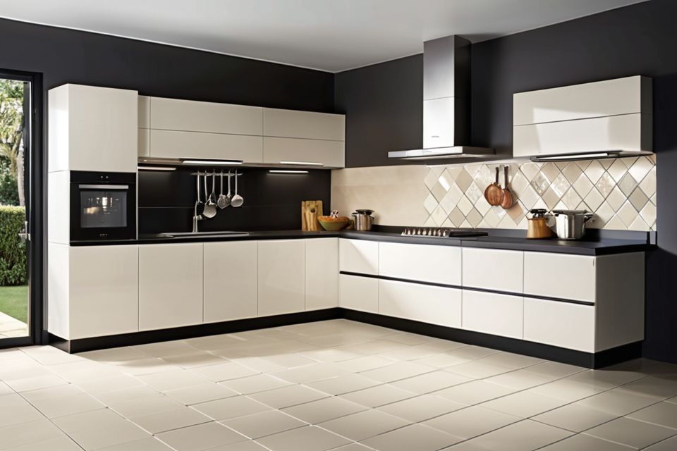 Cozinha modulada com porcelanato moderno