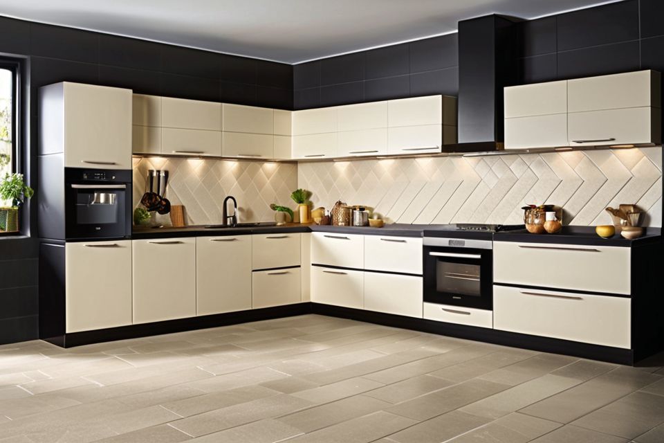 Cozinha modulada com porcelanato texturizado