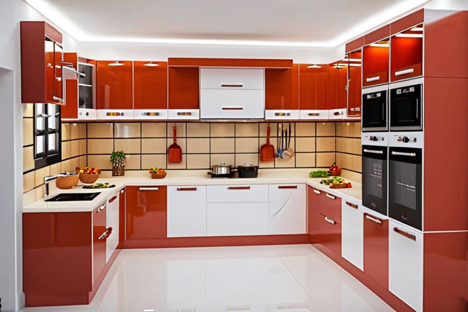 Cozinha modulada completa com nichos decorativos