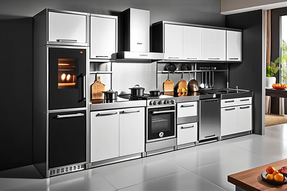 Cozinha modulada em aço com cooktop