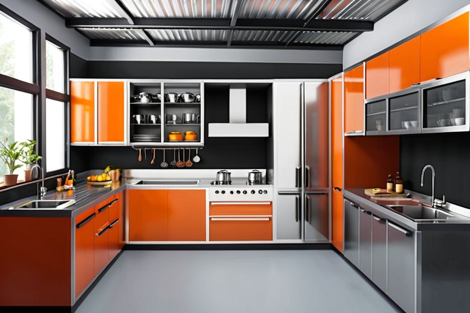 Cozinha modulada industrial com pia