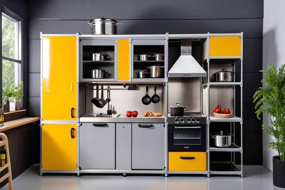 Cozinha modulada industrial compacta e funcional