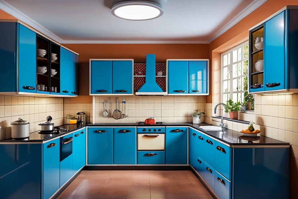 Cozinha modulada retrô azul