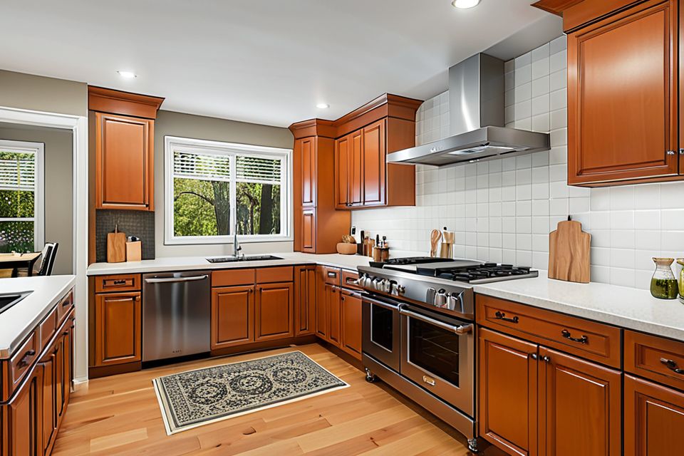 Cozinha planejada com cooktop e forno separado