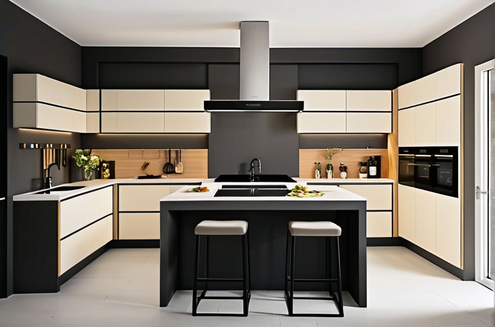 Cozinha planejada linear com nichos decorativos